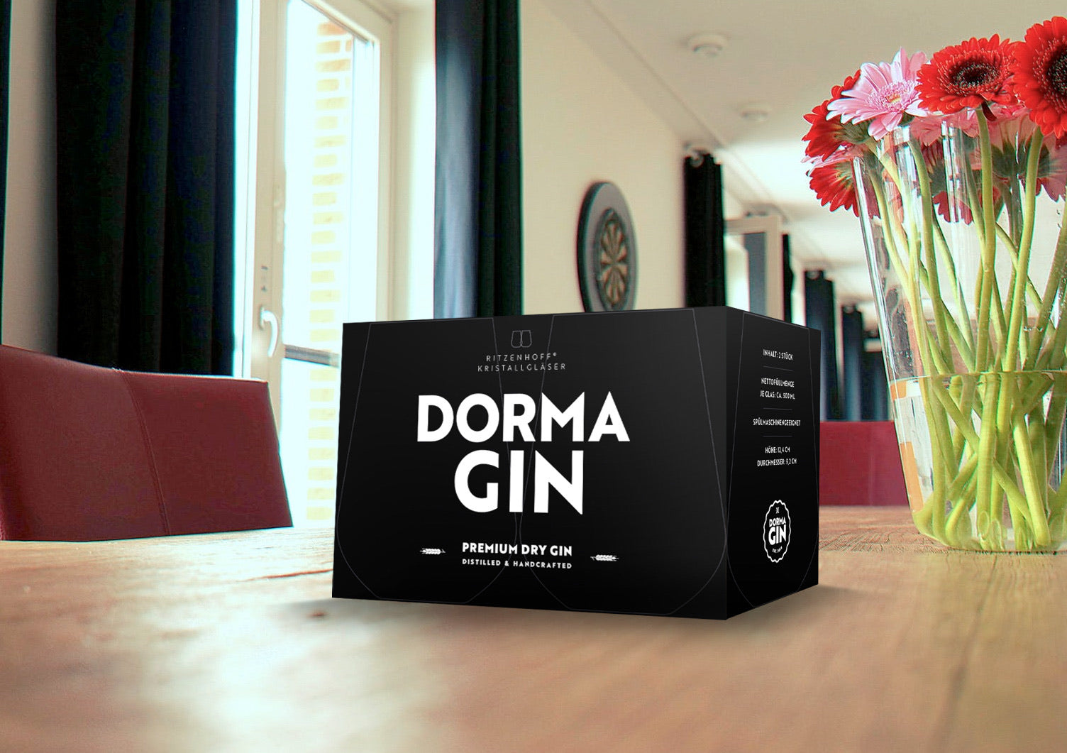 DormaGIN Geschenk Set - 1 x DormaGIN Dry Gin 50cl + 2 x Ritzenhoff Glas Set